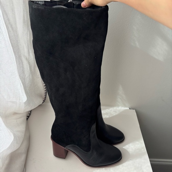 SPLENDID Mary Suede leather Mid Calf Boots Pointed toe Block Heel Size 8.5 - Picture 4 of 8